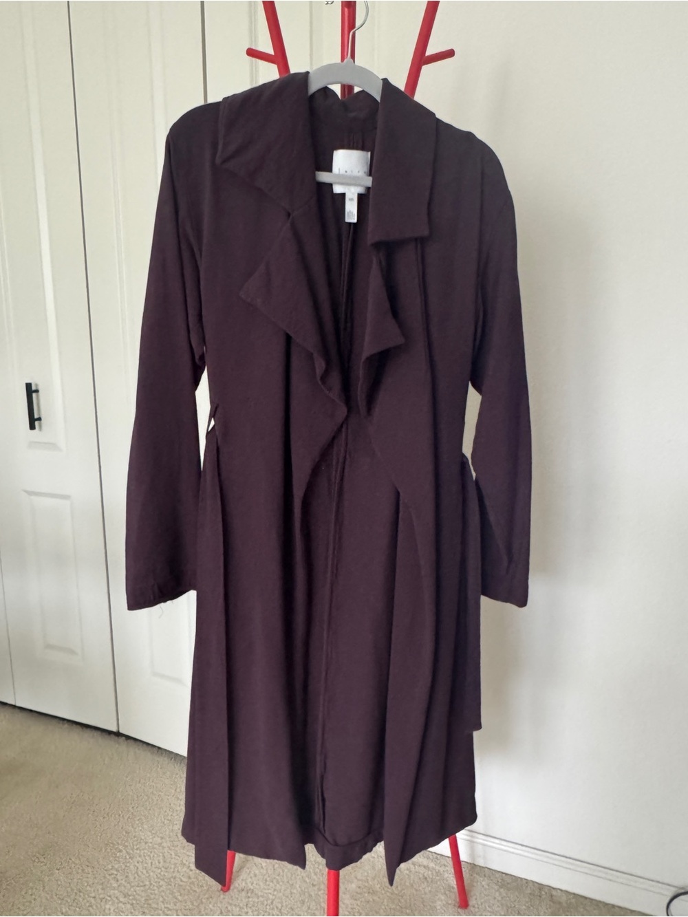 Leith Plum Draped Trench Coat